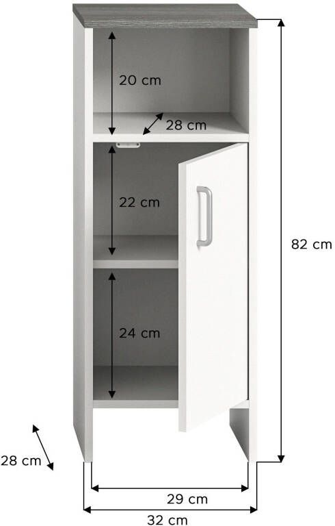 Welltime Onderkast Lier Badkamermeubel 1 deur links of rechts te monteren breedte 32 cm (1 stuk) - Foto 6