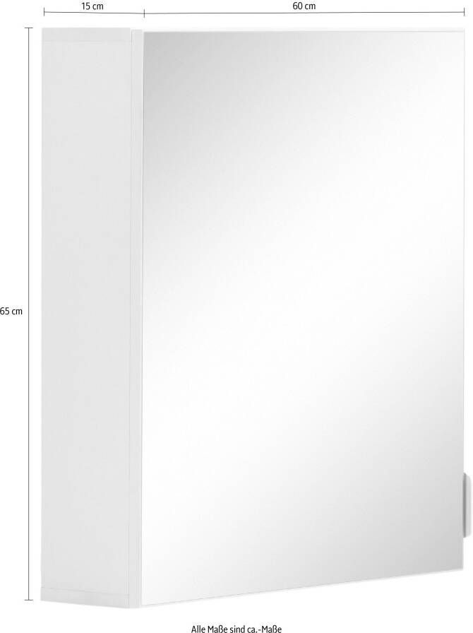 Welltime Spiegelkast Lage Badschrank Badezimmerschrank 60 cm breit Gemakkelijk te onderhouden oppervlak FSC -gecertificeerd - Foto 3