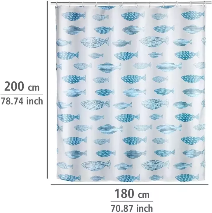 Wenko Douchegordijn Aquamarijn Hoogte 200 cm textiel (polyester) - Foto 1
