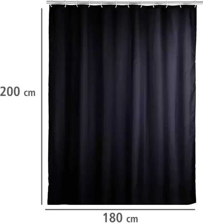 Wenko Douchegordijn Uni black Hoogte 200 cm polyester. Wasbaar - Foto 5