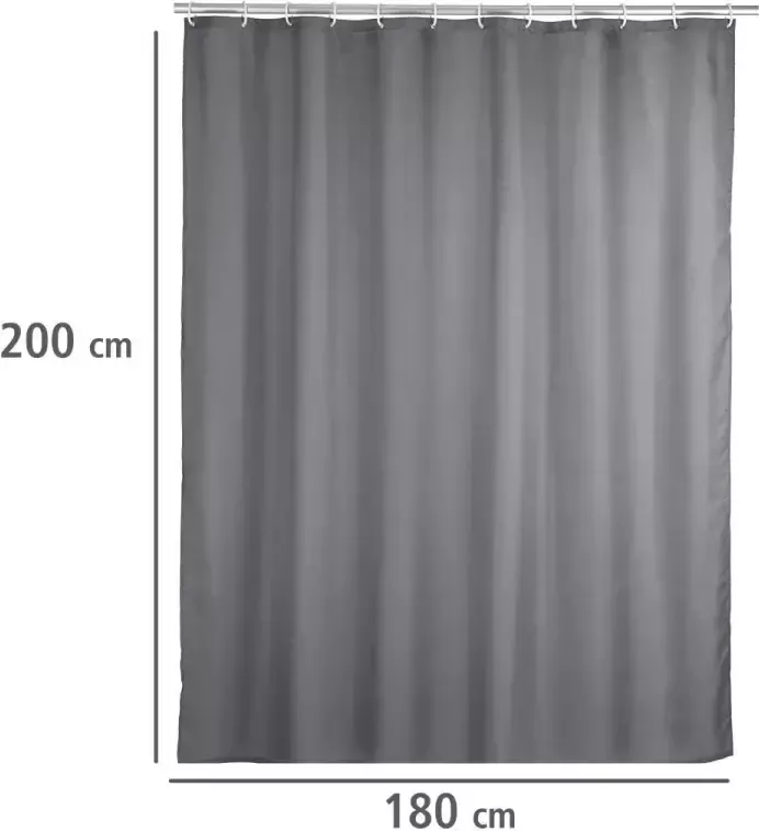 Wenko Douchegordijn Uni Grey Hoogte 200 cm wasbaar - Foto 5