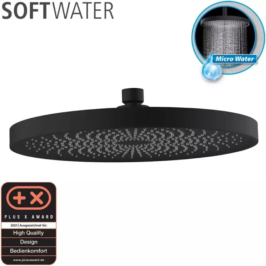 Wenko Douchekop Softwater Matzwart Ø 26 cm (1-delig)