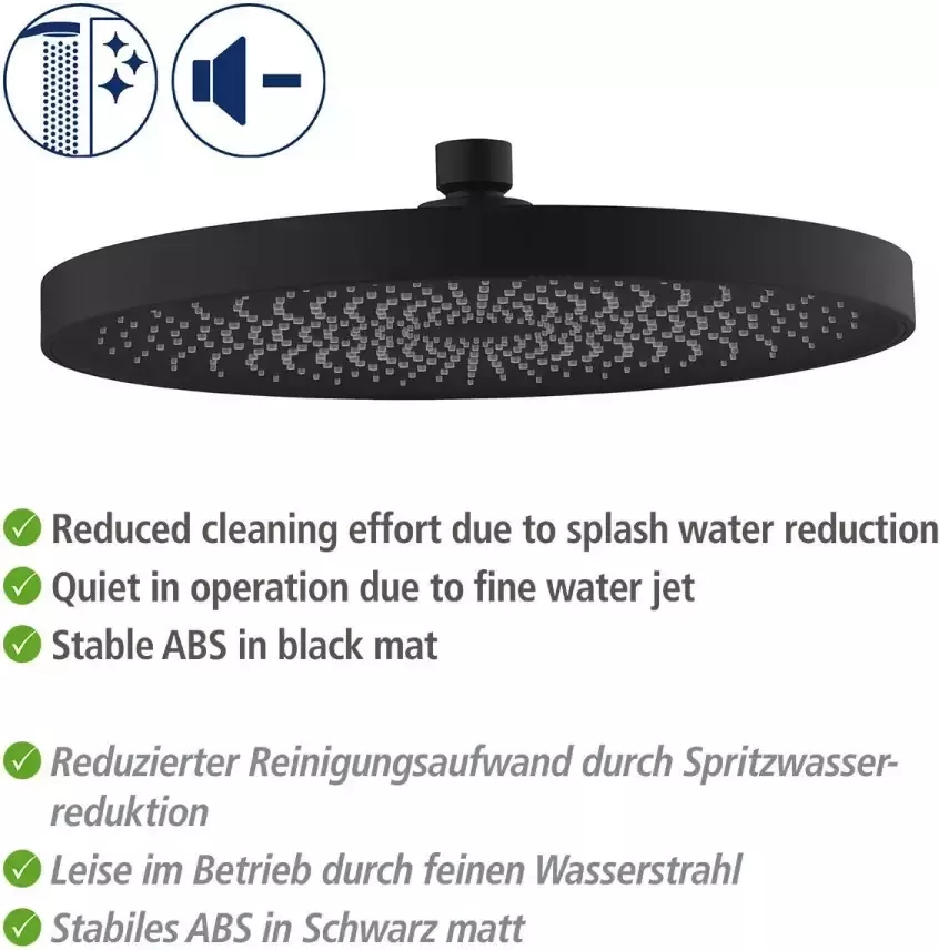Wenko Douchekop Softwater Matzwart Ø 26 cm (1-delig) - Foto 2