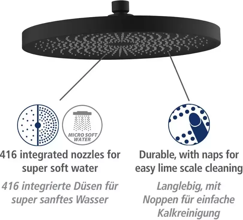Wenko Douchekop Softwater Matzwart Ø 26 cm (1-delig) - Foto 5