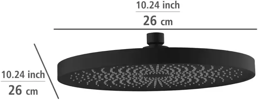 Wenko Douchekop Softwater Matzwart Ø 26 cm (1-delig) - Foto 6