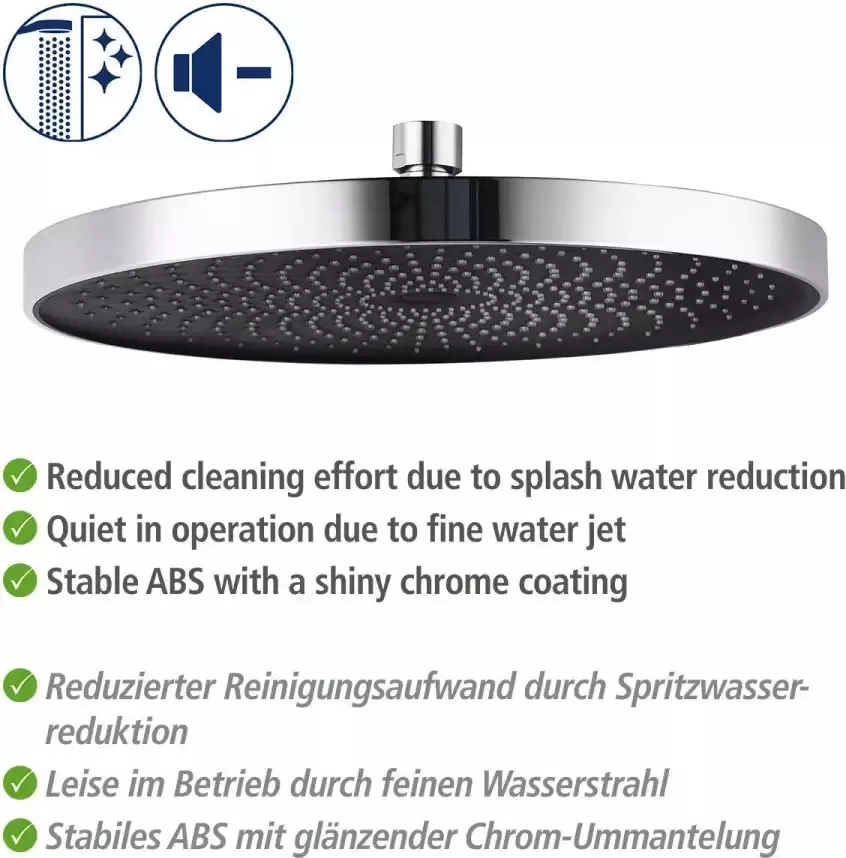 Wenko Douchekop Softwater Chroom zwart Ø 26 cm (1-delig) - Foto 2