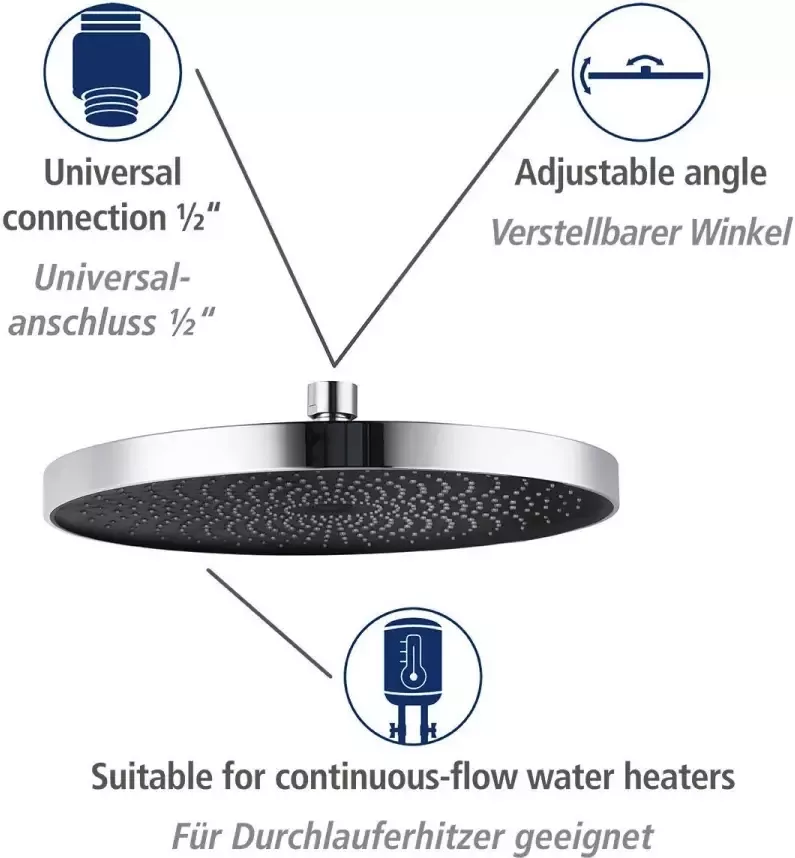 Wenko Douchekop Softwater Chroom zwart Ø 26 cm (1-delig) - Foto 3