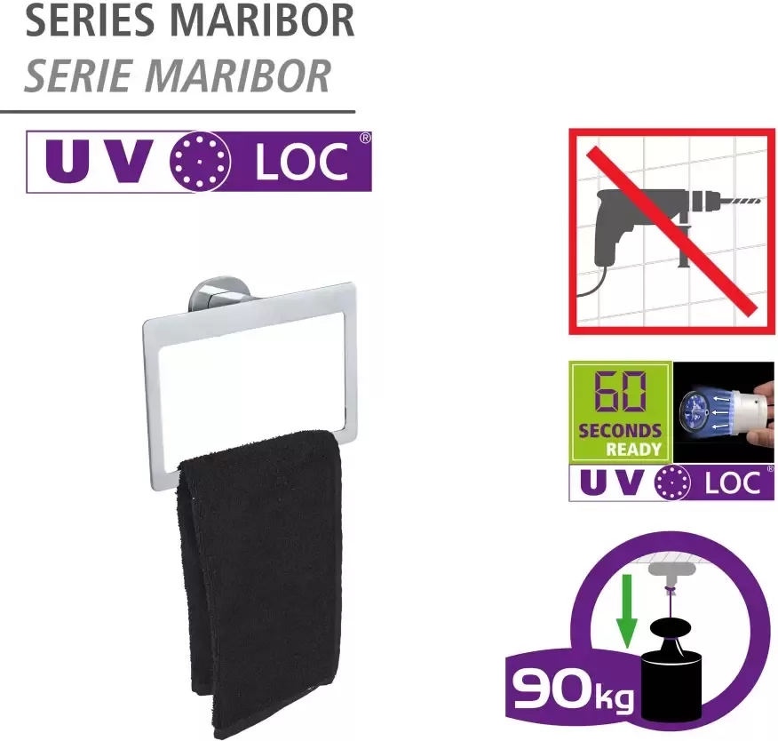Wenko Handdoekring UV-Loc Maribor bevestigen zonder boren - Foto 2