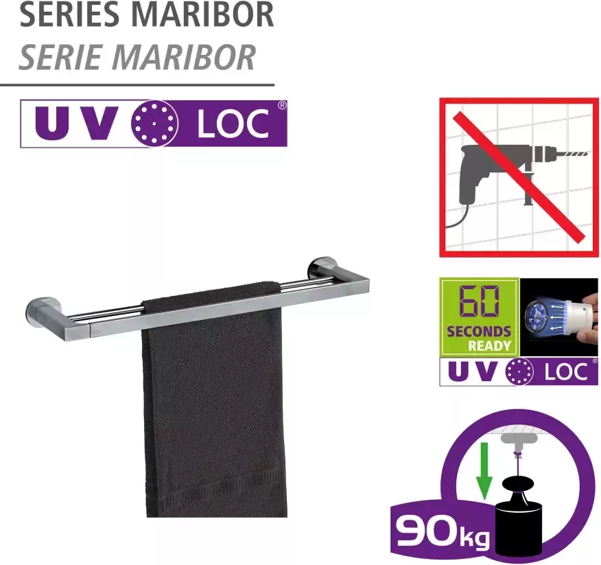 Wenko Handdoekstang UV-Loc Maribor bevestigen zonder boren - Foto 5