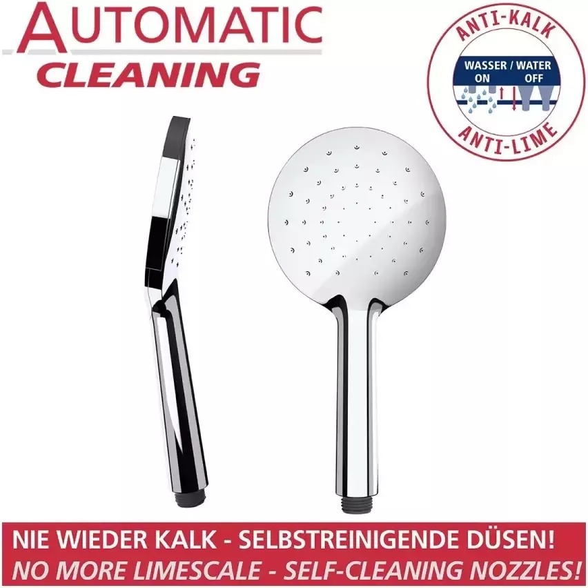 Wenko Handsproeier Automatic Cleaning Douchekop Automatic Cleaning chroom diameter 12 cm