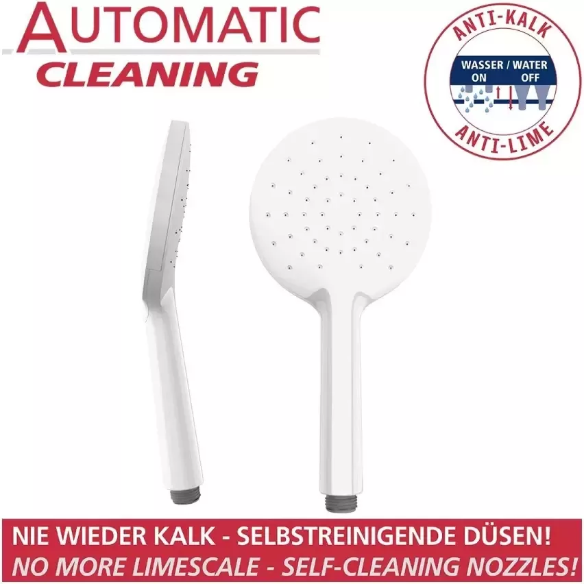 Wenko Handsproeier Automatic Cleaning Douchekop Automatic Cleaning wit diameter 12 cm - Foto 1