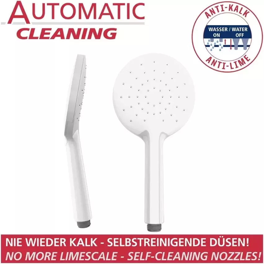 Wenko Handsproeier Automatic Cleaning Douchekop Automatic Cleaning wit diameter 12 cm