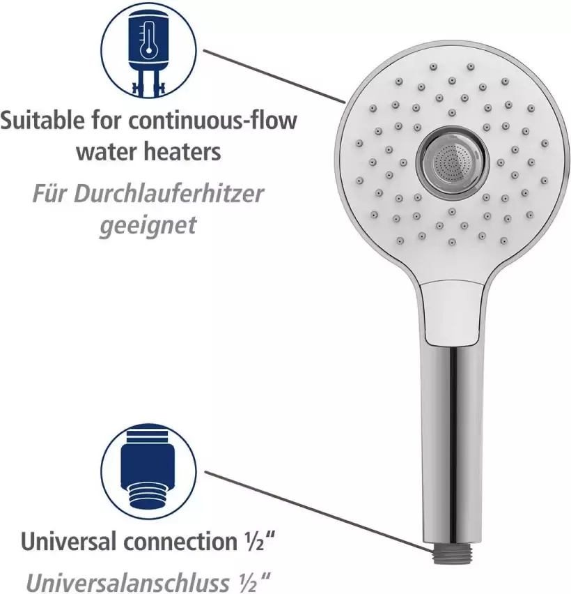 Wenko Handsproeier Power Boost Chroom Wit Ø 12 cm (1-delig) - Foto 2