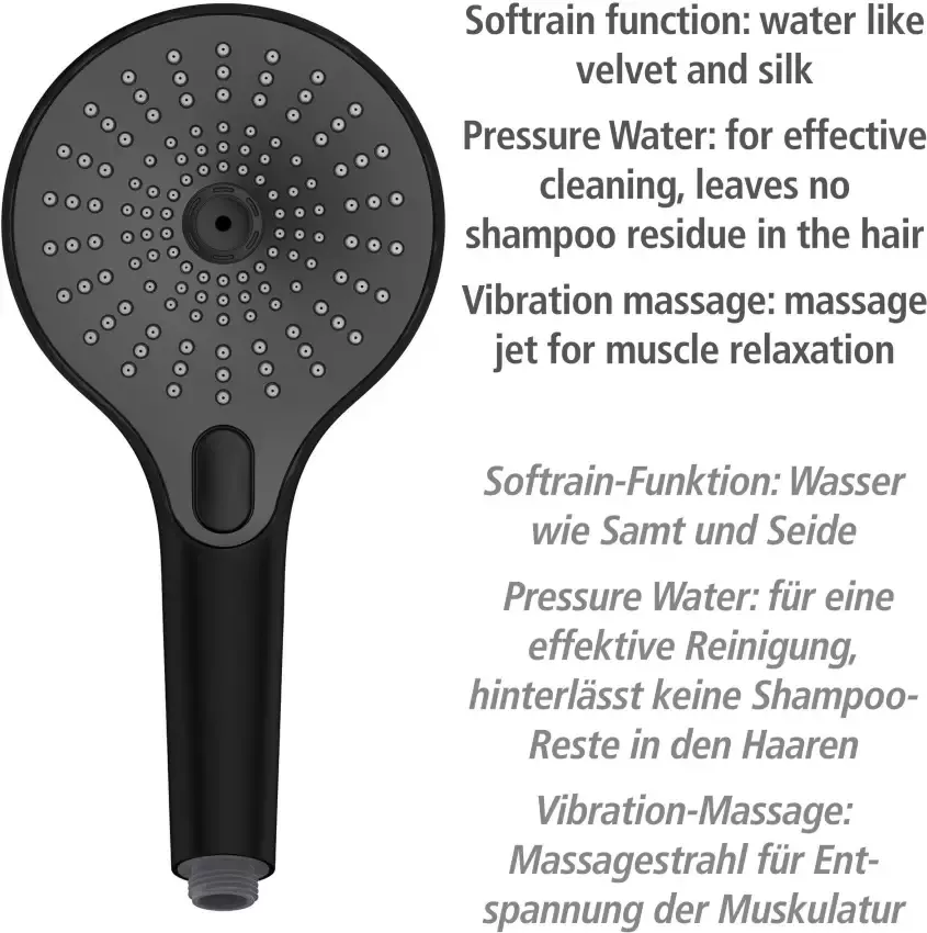 Wenko Handsproeier Ultimate Shower Zwart grijs Ø 13 cm (1-delig) - Foto 4