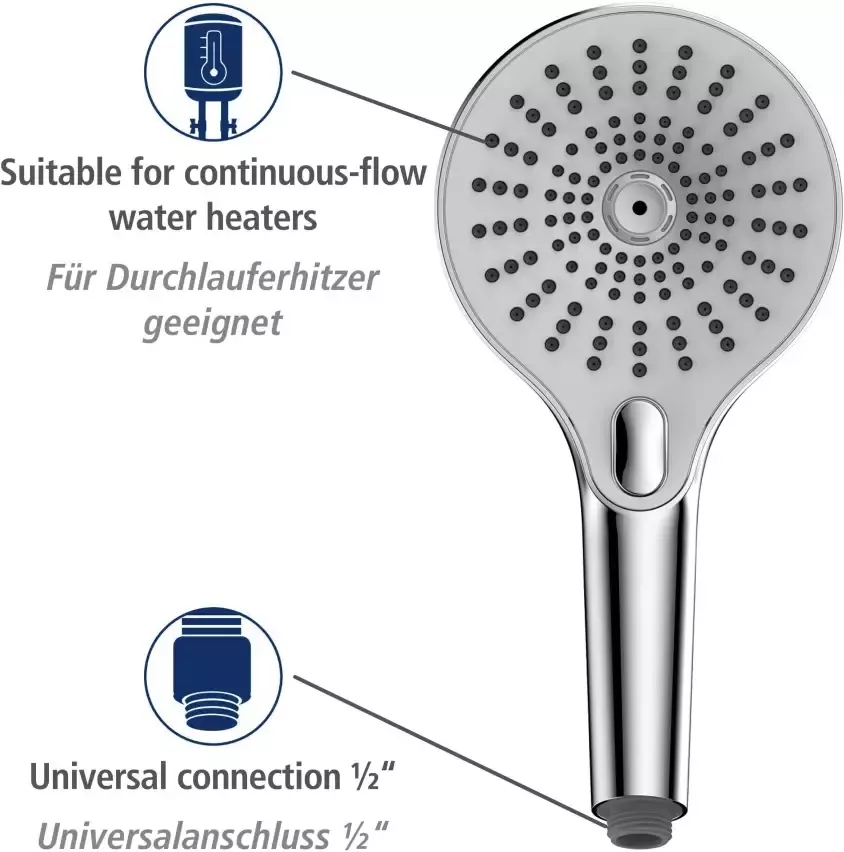 Wenko Handsproeier Ultimate Shower Chroom Wit Ø 13 cm (1-delig)