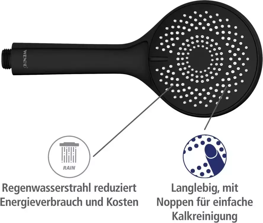 Wenko Handsproeier Watersaving Matzwart Ø 11 cm (1-delig) - Foto 6