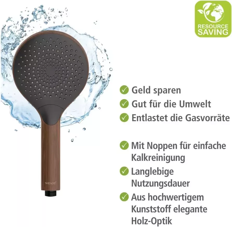 Wenko Handsproeier Watersaving Hout Ø 12 cm (1-delig) - Foto 3