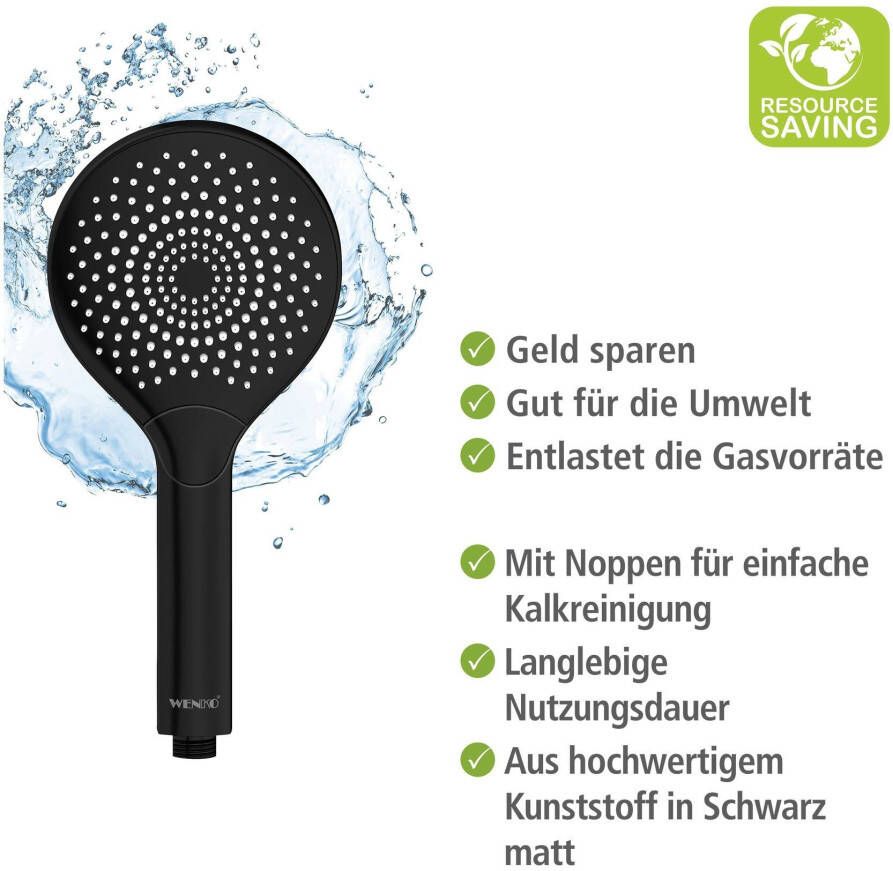 Wenko Handsproeier Watersaving Zwart mat Ø 12 cm (1-delig) - Foto 4