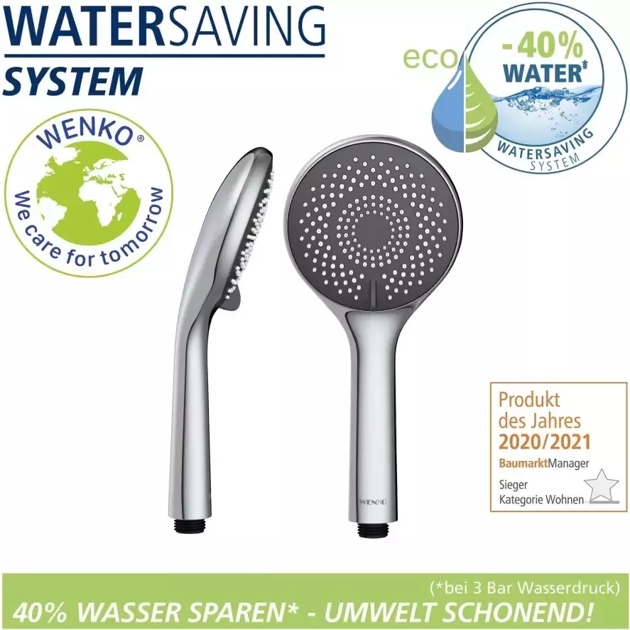 Wenko Handsproeier Watersaving systeem Douchekop Watersaving grijs diameter 11 cm - Foto 2