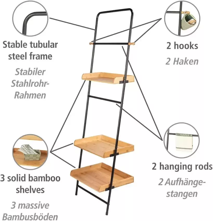 Wenko Ladderrek Loft Badkamerrek van bamboe - Foto 2