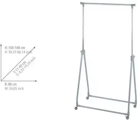 Wenko Staande kapstok Metaal inklapbaar in hoogte verstelbaar (99-167 cm) 4 wieltjes draagvermogen 40 kg - Foto 10