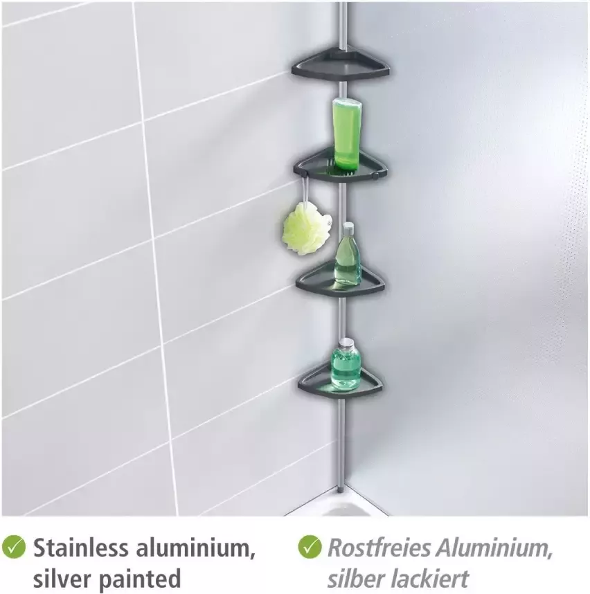 Wenko Telescooprek Easy Badkamerrekje met 4 legplanken in hoogte verstelbaar 78-265 cm - Foto 4