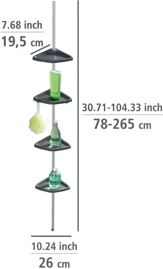 Wenko Telescooprek Easy Badkamerrekje met 4 legplanken in hoogte verstelbaar 78-265 cm - Foto 7