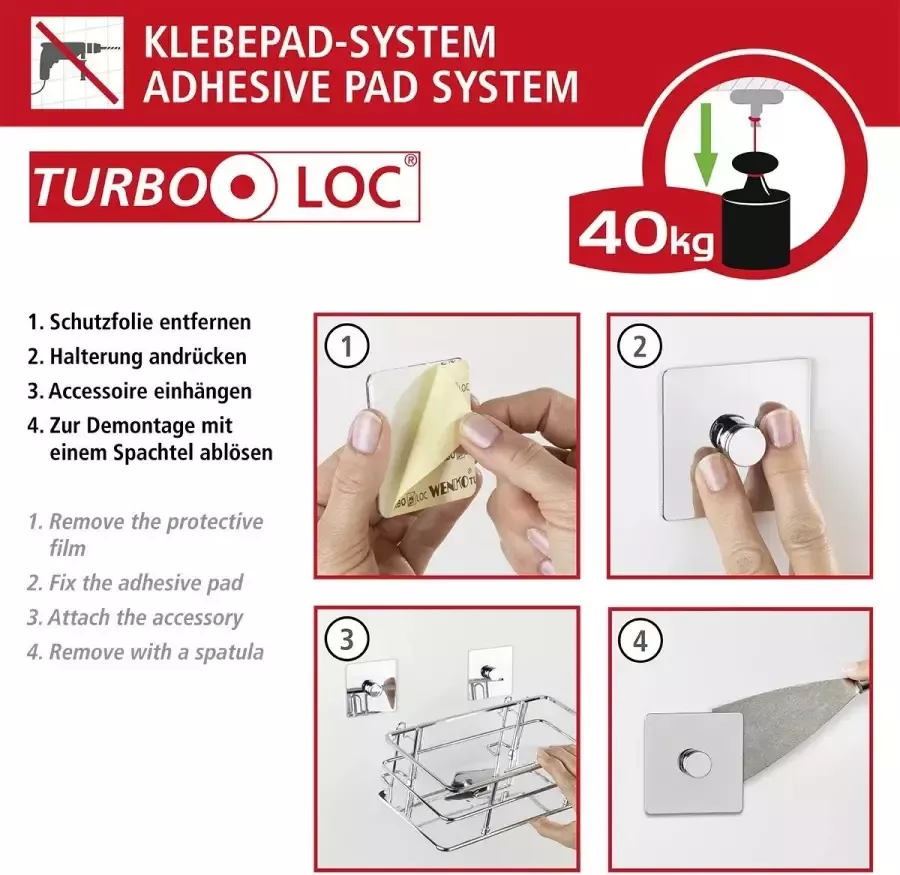 Wenko Toiletrolhouder Turbo-Loc Quadro (1 stuk)