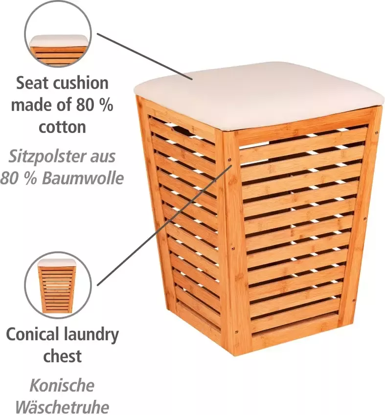Wenko Wasmand Bambusa met zitkussen - Foto 4