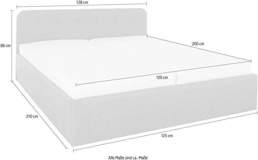 Westfalia Polsterbetten Gestoffeerd bed Rostock ook verkrijgbaar met extra opbergruimte en verstelbare hoofdsteunen - Foto 5