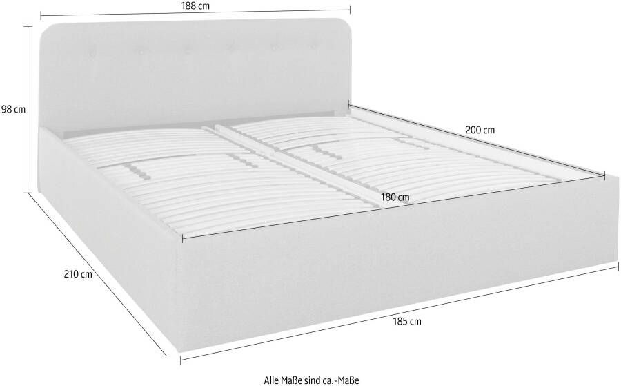 Westfalia Polsterbetten Gestoffeerd bed Rostock ook verkrijgbaar met extra opbergruimte en verstelbare hoofdsteunen - Foto 4