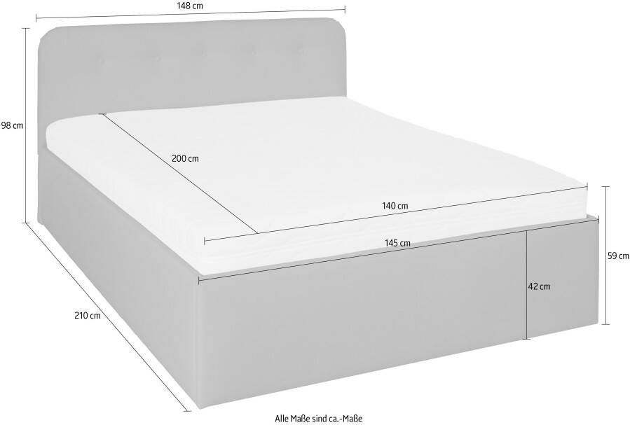 Westfalia Polsterbetten Gestoffeerd bed Rostock ook verkrijgbaar met extra opbergruimte en verstelbare hoofdsteunen - Foto 3