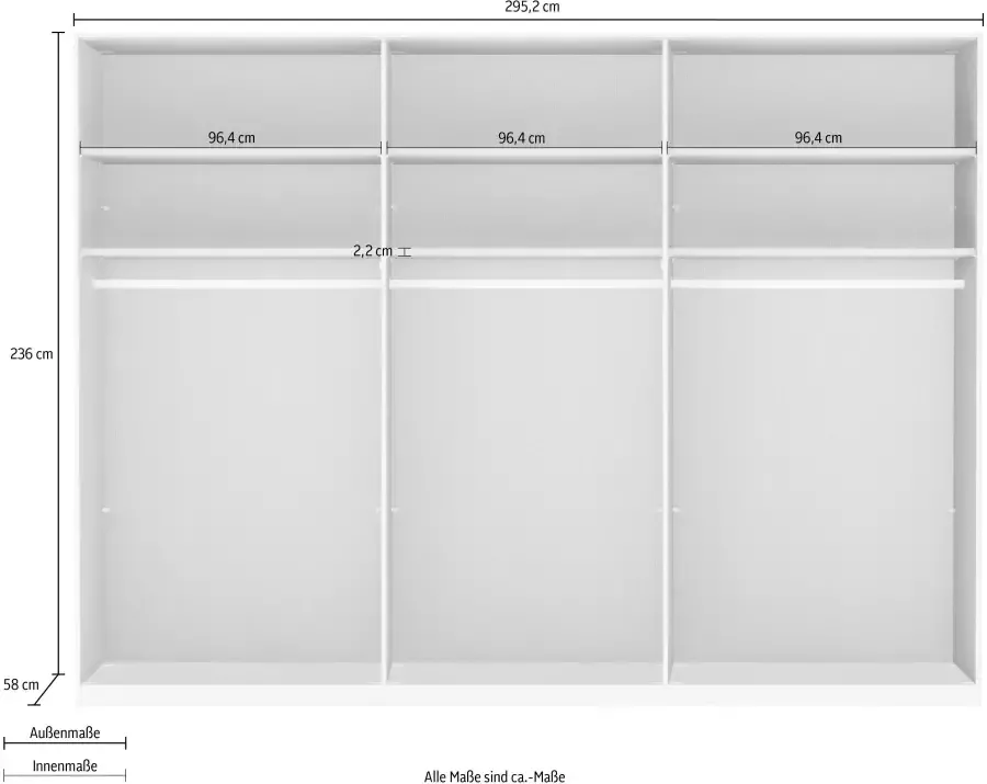 WIEMANN Draaideurkast Monaco Kledingkast Kast Linnenkast met elegant glazen front met chic glazen front en hoogwaardig beslag inclusief deurdemping - Foto 4