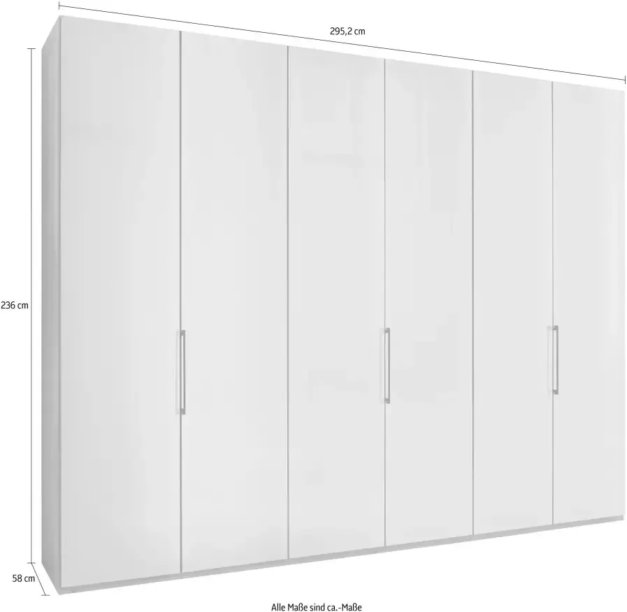 WIEMANN Draaideurkast Monaco Kledingkast Kast Linnenkast met elegant glazen front met chic glazen front en hoogwaardig beslag inclusief deurdemping - Foto 3