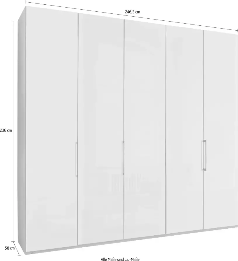 WIEMANN Draaideurkast Monaco Kledingkast Kast Linnenkast met elegant glazen front met chic glazen front en hoogwaardig beslag inclusief deurdemping - Foto 4