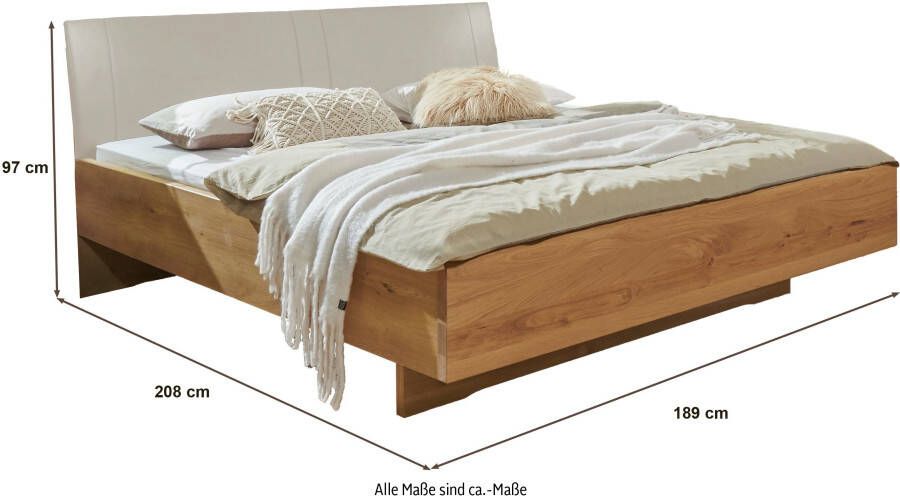 WIEMANN Futonbed Cordoba Garneringen in rifhout bekleed hoofdbord in imitatieleer champagne - Foto 3