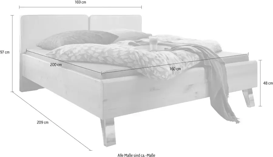 WIEMANN Houten bed Bari met bekleed hoofdbord en 4-voudig verstelbare lighoogte - Foto 3