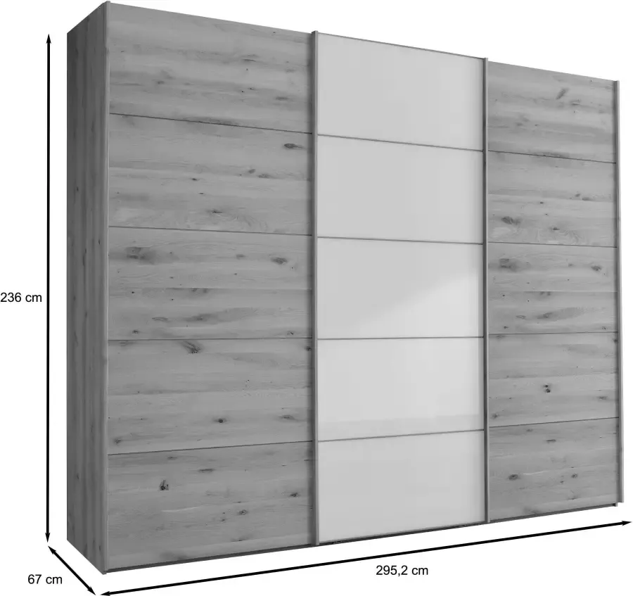 WIEMANN Zweefdeurkast Cardiff met massief houten deuren en glas - Foto 1