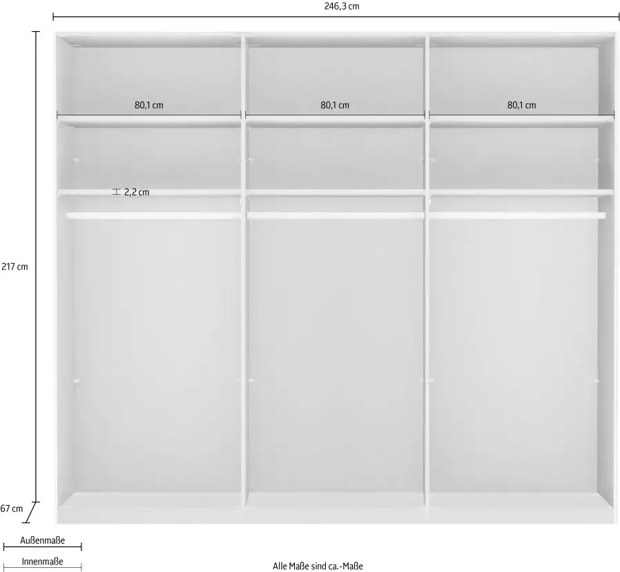 WIEMANN Zweefdeurkast Monaco Kledingkast Kast Linnenkast met schuifdeuren - Foto 2
