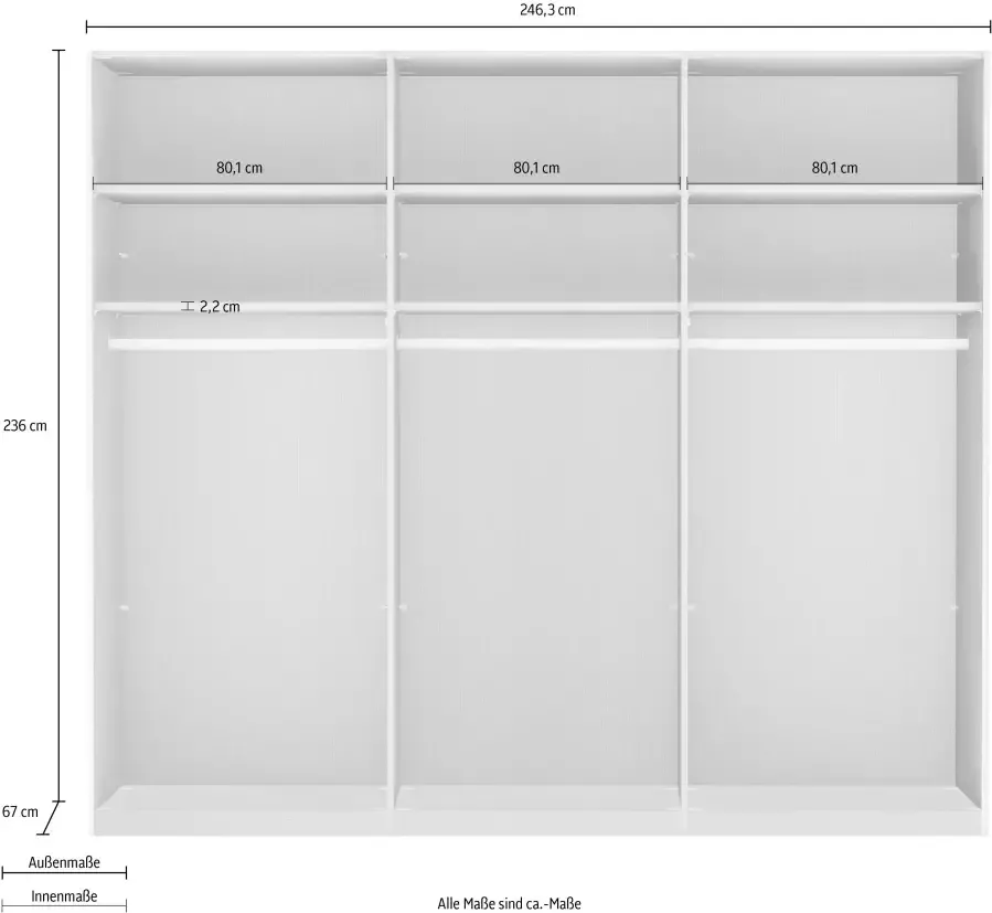 WIEMANN Zweefdeurkast Monaco Kledingkast Kast Linnenkast met schuifdeuren - Foto 2