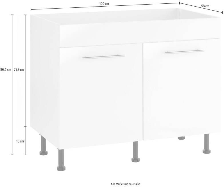 Wiho Küchen Gootsteenkast Ela Breedte 100 cm in hoogte verstelbare poten