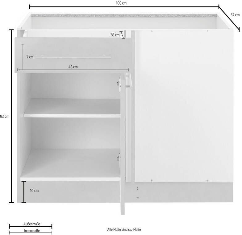 Wiho Küchen Hoekonderkast Flexi2 Breedte 100 cm ontwerpafmeting 110 cm zonder werkblad - Foto 2