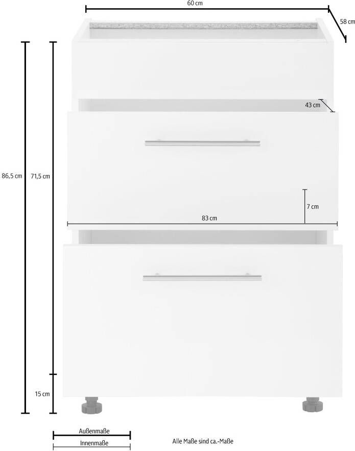 Wiho Küchen Ombouwkast voor fornuis Ela 60 cm breed met soft-closefunctie