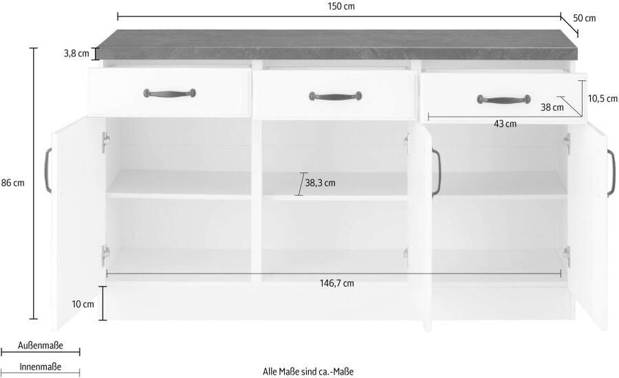 Wiho Küchen Onderkast Erla 150 cm breed met vakkenfront - Foto 2