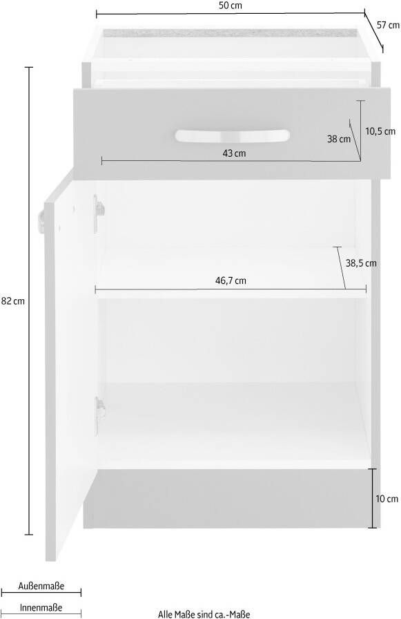 Wiho Küchen Onderkast Kansas 50 cm breit ohne Arbeitsplatte 50 cm breed zonder werkblad - Foto 3