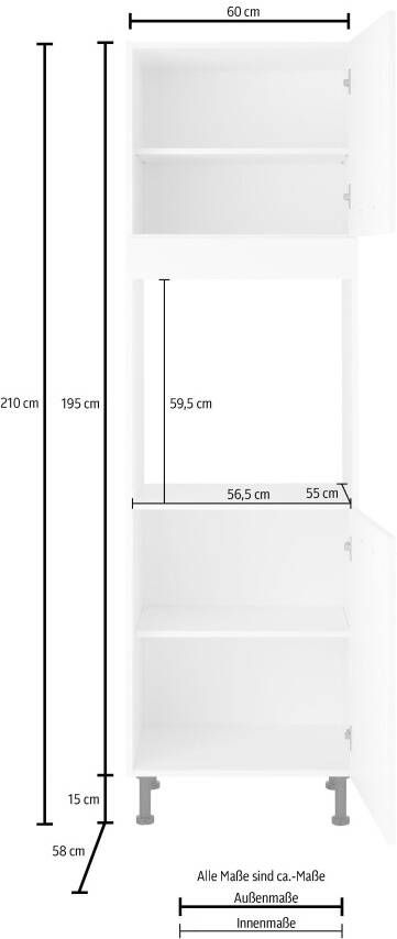 Wiho Küchen Ovenombouwkast Ela 60 cm breed in hoogte verstelbare poten - Foto 2