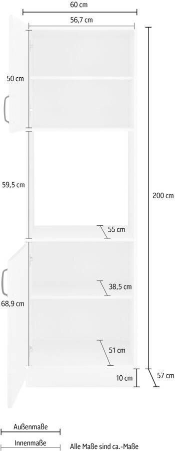 Wiho Küchen Ovenombouwkast Erla 60 cm breed met vakkenfront - Foto 2