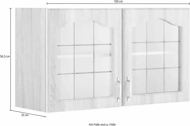 Wiho Küchen Hangend kastje met glasdeur Linz 100 cm breed met 2 glasdeuren - Foto 3