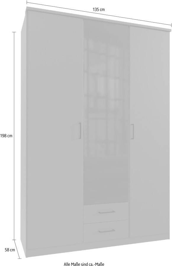 Wimex Draaideurkast Soest met gekleurde glazen deur naar keuze 135 of 180 cm breed - Foto 6