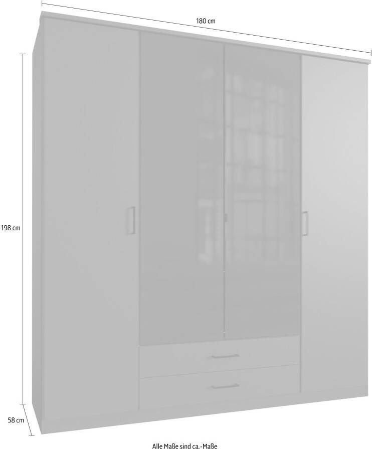 Wimex Draaideurkast Soest met gekleurde glazen deur naar keuze 135 of 180 cm breed - Foto 2